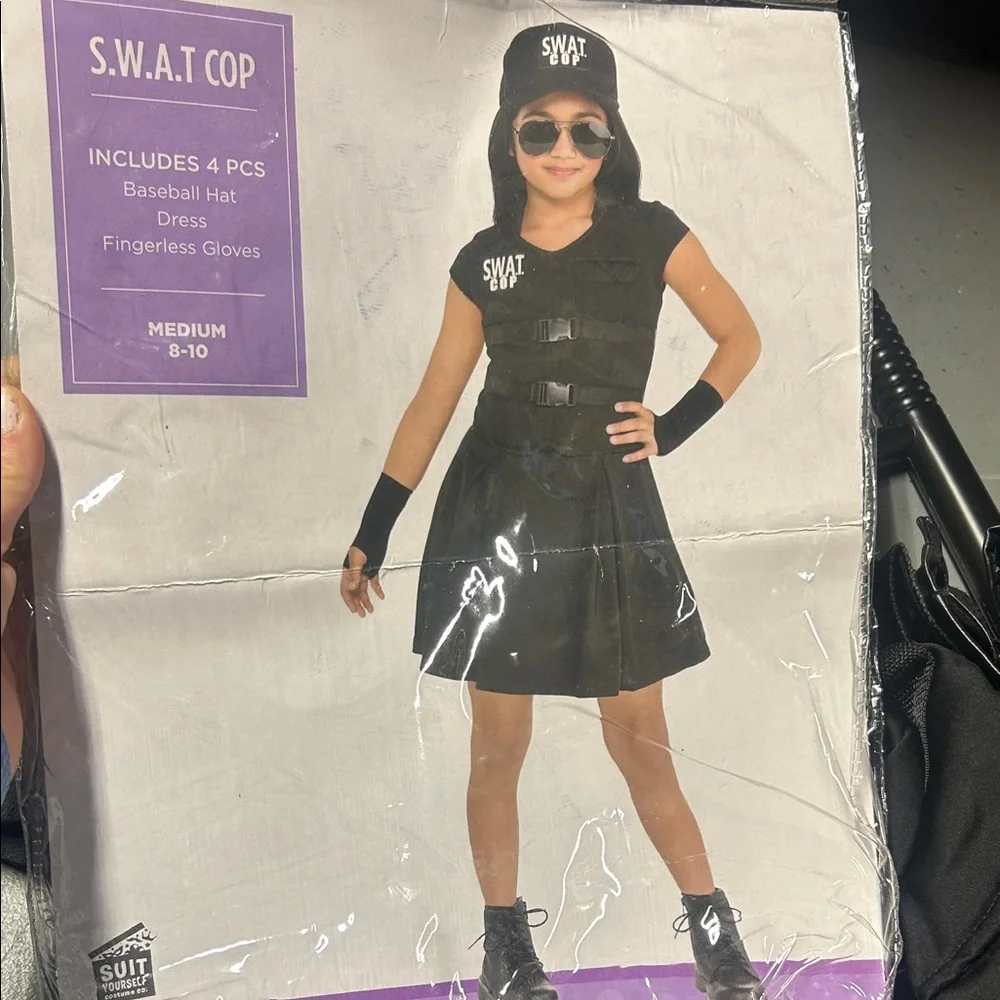 Girls SWAT Cop Costume Dress-Up Size Medium 8/10 Includes Extra Accessories - Picture 2 of 2